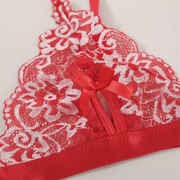 Red Sexy Erotic 2 Piece Lace Lingerie Set - Picture 6 of 12